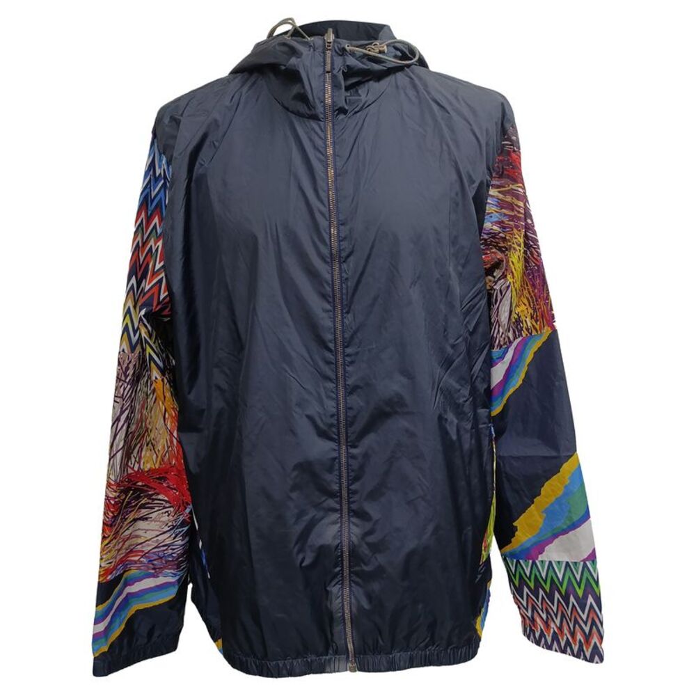 Missoni Printed Hooded Jacket in Navy Blue Polyamide